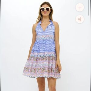 Oliphant Purple Sleeveless Halter Mini Sundress